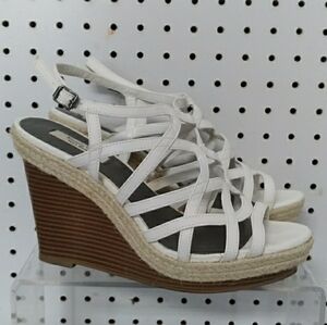Simply Vera Wang | White Women's Sandals | Strappy Platform Wedge Footbed 8.5 US